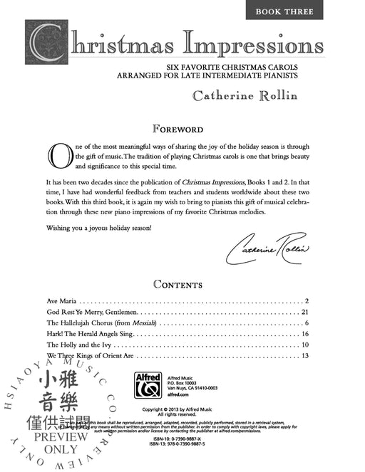 Christmas Impressions, Book 3 Six Favorite Christmas Carols Arranged for Late Intermediate Pianists 耶誕頌歌 | 小雅音樂 Hsiaoya Music