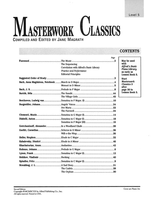 Masterwork Classics, Level 5 | 小雅音樂 Hsiaoya Music