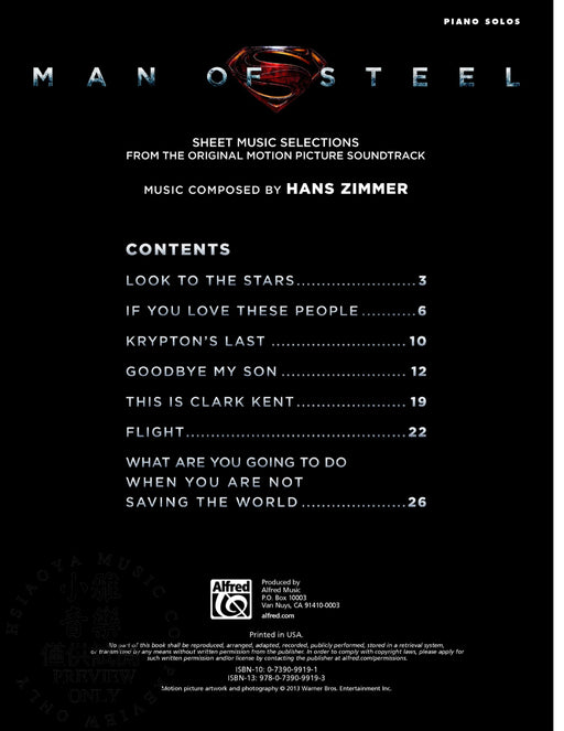 Man of Steel Sheet Music Selections from the Original Motion Picture Soundtrack | 小雅音樂 Hsiaoya Music
