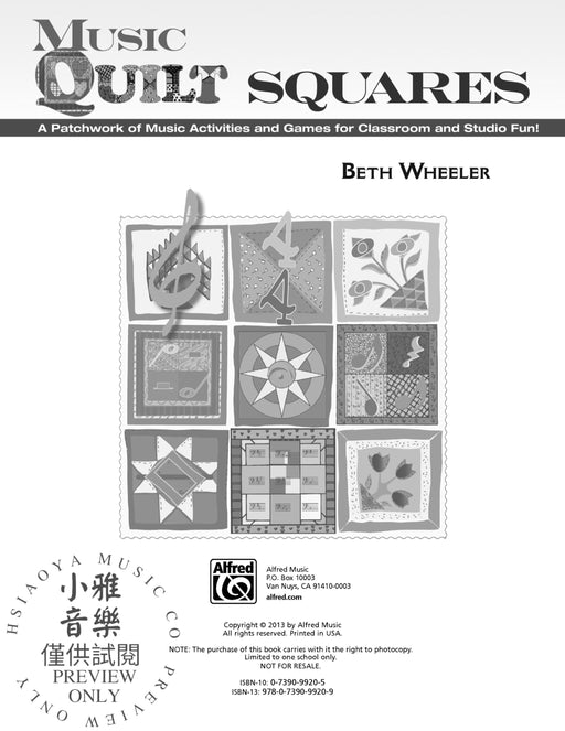 Music Quilt Squares A Patchwork of Music Activities and Games for Classroom and Studio Fun! | 小雅音樂 Hsiaoya Music