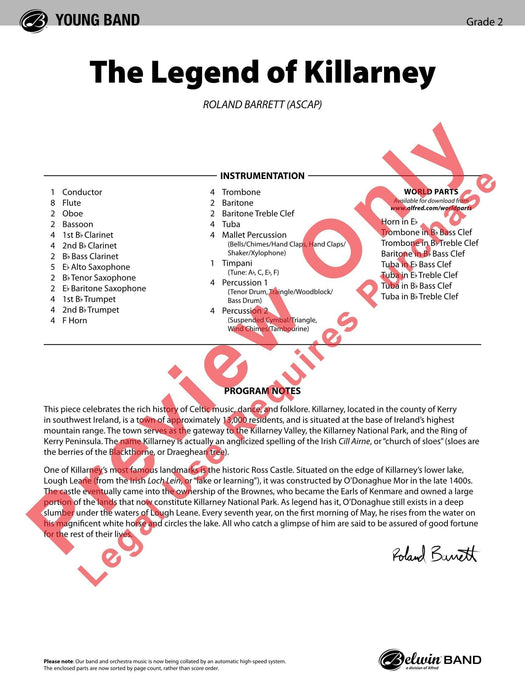 The Legend of Killarney 傳奇曲 總譜 | 小雅音樂 Hsiaoya Music