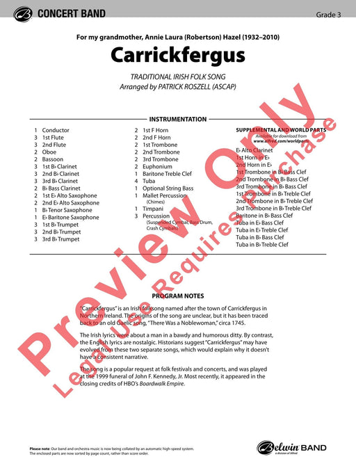 Carrickfergus 總譜 | 小雅音樂 Hsiaoya Music