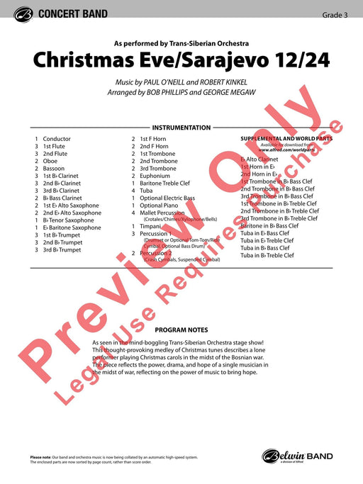 Christmas Eve/Sarajevo 12/24 As Performed by Trans-Siberian Orchestra 聖誕節 管弦樂團 總譜 | 小雅音樂 Hsiaoya Music