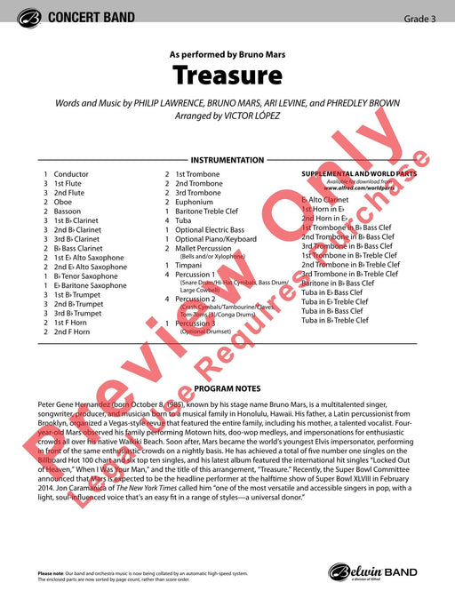 Treasure As Performed by Bruno Mars 總譜 | 小雅音樂 Hsiaoya Music