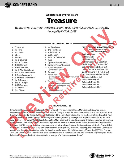 Treasure As Performed by Bruno Mars 總譜 | 小雅音樂 Hsiaoya Music