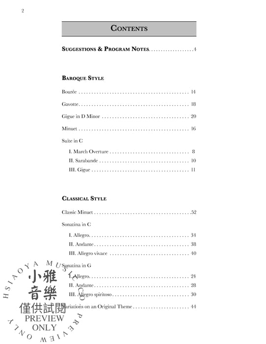 Spotlight on Styles Collection 21 Original Pieces in Baroque, Classical, Romantic, and Impressionist Styles for the Intermediate Pianist 小品 古典 | 小雅音樂 Hsiaoya Music
