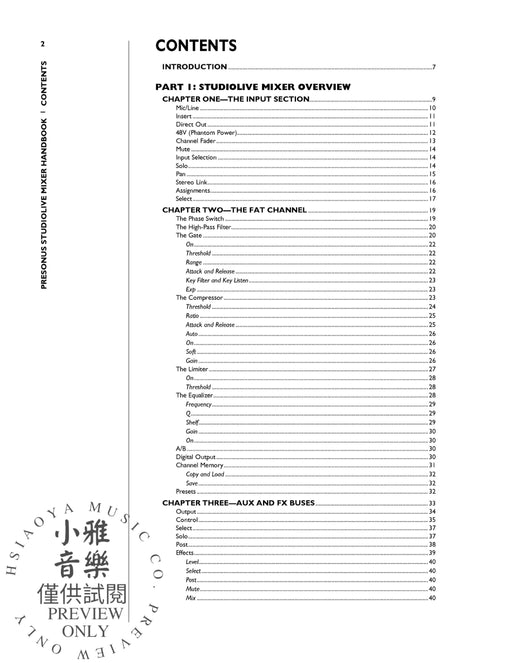 PreSonus® StudioLive™ Mixer Handbook The Official Guide to Getting the Most from Your Console | 小雅音樂 Hsiaoya Music