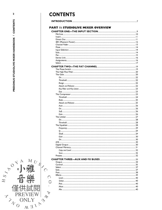 PreSonus® StudioLive™ Mixer Handbook The Official Guide to Getting the Most from Your Console | 小雅音樂 Hsiaoya Music