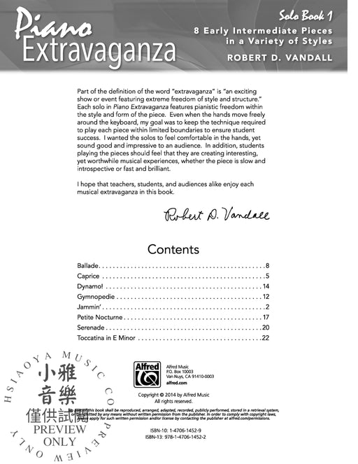 Piano Extravaganza, Solo Book 1 8 Early Intermediate Pieces in a Variety of Styles 鋼琴 獨奏 小品 | 小雅音樂 Hsiaoya Music