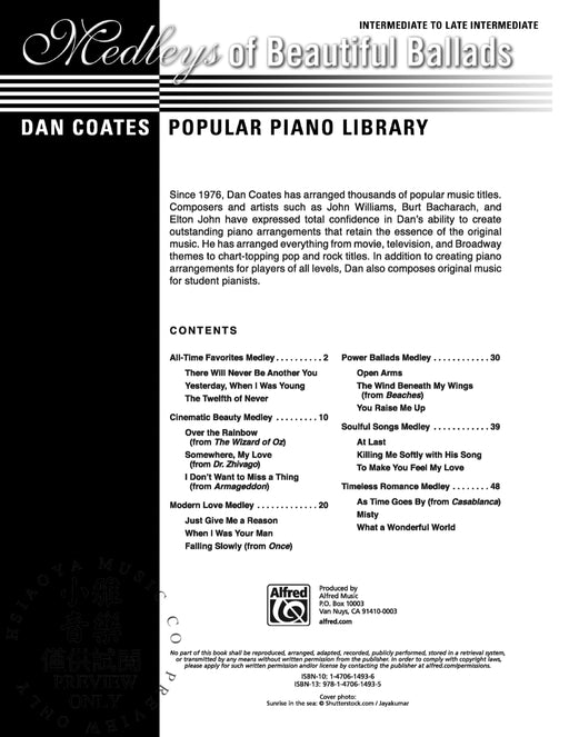 Dan Coates Popular Piano Library: Medleys of Beautiful Ballads 鋼琴 組合曲 敘事曲 | 小雅音樂 Hsiaoya Music