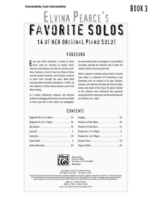Elvina Pearce's Favorite Solos, Book 3 14 of Her Original Piano Solos 獨奏 鋼琴 獨奏 | 小雅音樂 Hsiaoya Music