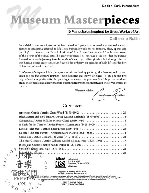 Museum Masterpieces, Book 1 10 Piano Solos Inspired by Great Works of Art 小品 鋼琴 獨奏 | 小雅音樂 Hsiaoya Music