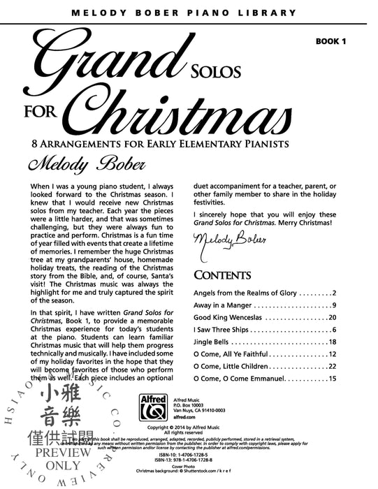 Grand Solos for Christmas, Book 1 8 Arrangements for Early Elementary Pianists 獨奏 | 小雅音樂 Hsiaoya Music