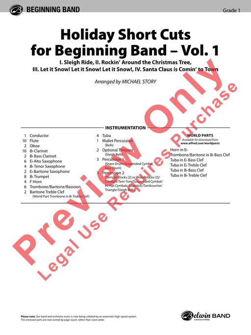Holiday Short Cuts for Beginning Band -- Vol. 1 I. Sleigh Ride, II. Rockin' Around the Christmas Tree, III. Let It Snow! Let It Snow! Let It Snow!, IV. Santa Claus Is Comin' to Town | 小雅音樂 Hsiaoya Music