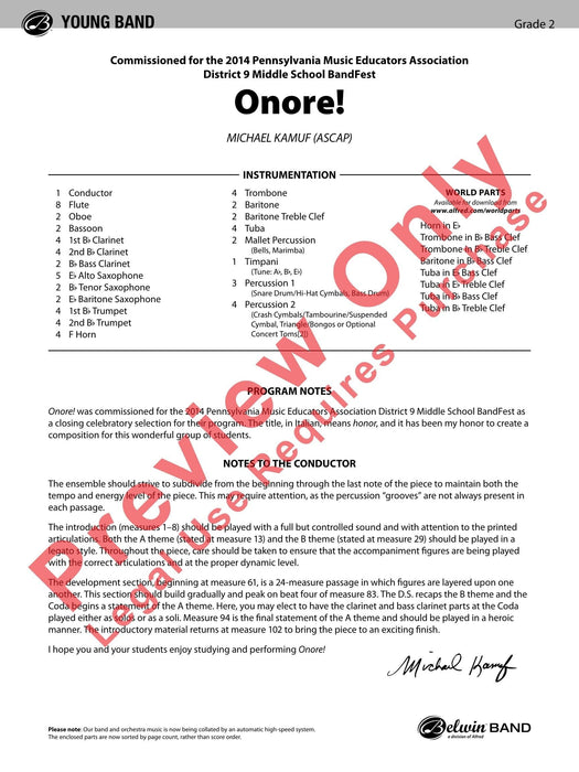 Onore! 總譜 | 小雅音樂 Hsiaoya Music