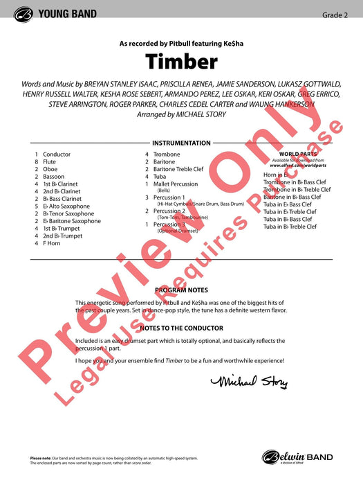 Timber As Recorded by Pitbull Featuring Ke$ha 總譜 | 小雅音樂 Hsiaoya Music