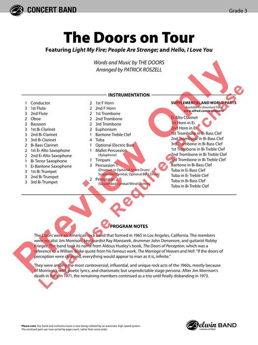 The Doors on Tour Featuring: Light My Fire / People Are Strange / Hello, I Love You 總譜 | 小雅音樂 Hsiaoya Music