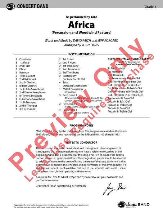 Africa As Performed by Toto (Percussion and Woodwind Feature) 擊樂器 木管樂器 總譜 | 小雅音樂 Hsiaoya Music