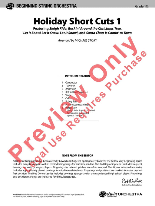 Holiday Short Cuts 1 Featuring: Sleigh Ride / Rockin' Around the Christmas Tree / Let It Snow! Let It Snow! Let It Snow! / Santa Claus Is Comin' to Town 總譜 | 小雅音樂 Hsiaoya Music