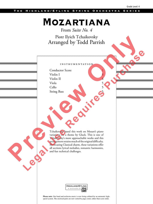 Mozartiana From Suite No. 4 柴科夫斯基,彼得 莫札特風格曲 組曲 總譜 | 小雅音樂 Hsiaoya Music