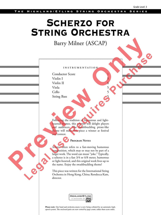 Scherzo for String Orchestra 詼諧曲 弦樂團 總譜 | 小雅音樂 Hsiaoya Music
