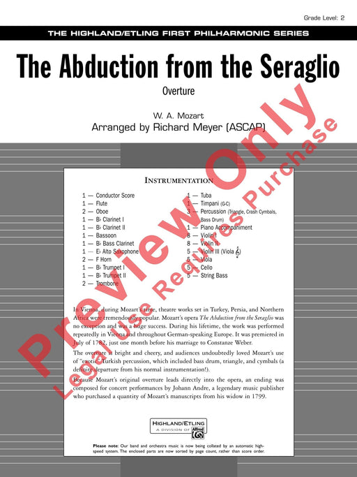 The Abduction from the Seraglio Overture 莫札特 後宮誘逃序曲 總譜 | 小雅音樂 Hsiaoya Music