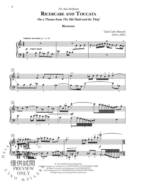 Menotti: Ricercare and Toccata On a Theme from The Old Maid and the Thief 觸技曲 主題老處女與小偷 | 小雅音樂 Hsiaoya Music