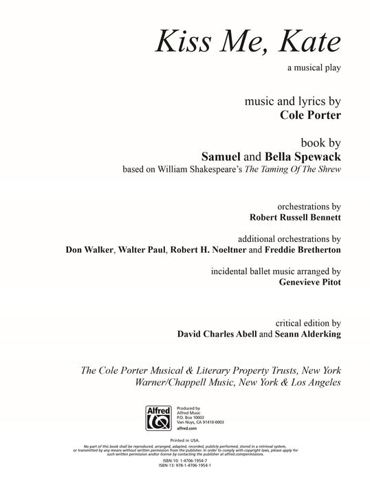 Kiss Me, Kate Full Score Critical Edition 大總譜 總譜 | 小雅音樂 Hsiaoya Music