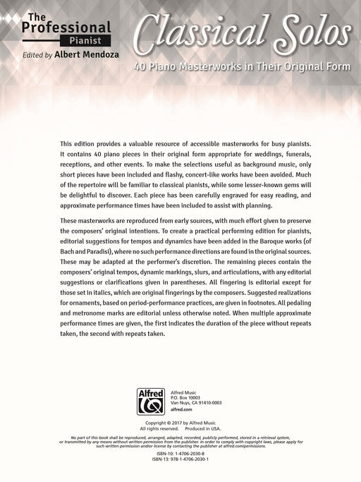 The Professional Pianist: Classical Solos 40 Piano Masterworks in Their Original Form 古典獨奏 鋼琴 | 小雅音樂 Hsiaoya Music