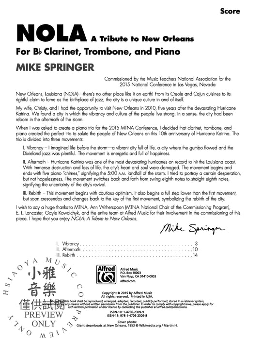 NOLA: A Tribute to New Orleans For B-flat Clarinet, Trombone, and Piano 豎笛 長號 鋼琴 | 小雅音樂 Hsiaoya Music