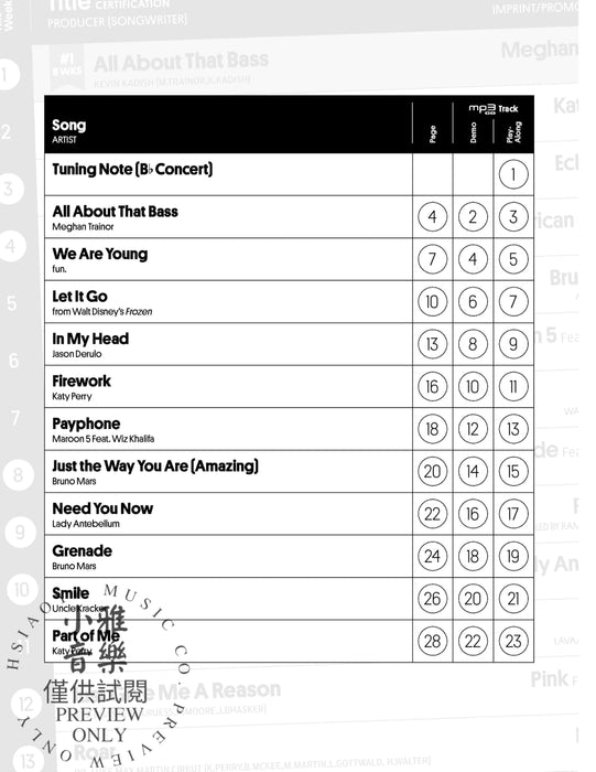 Billboard Top Tracks Instrumental Solos 獨奏 | 小雅音樂 Hsiaoya Music