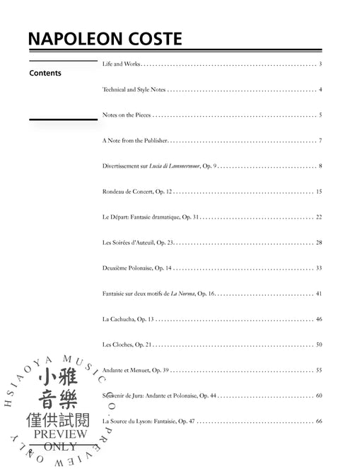 Coste: Selected Works for Guitar 吉他 | 小雅音樂 Hsiaoya Music