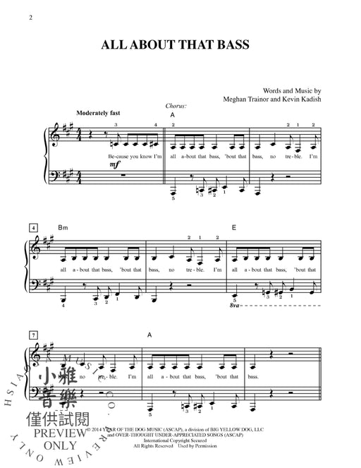 4 Pop Hits: Issue 2 All About That Bass * Cool Kids * Ain't It Fun * Dangerous | 小雅音樂 Hsiaoya Music