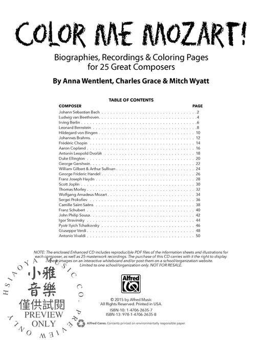 Color Me Mozart! Biographies, Recordings, and Coloring Pages for 25 Great Composers | 小雅音樂 Hsiaoya Music