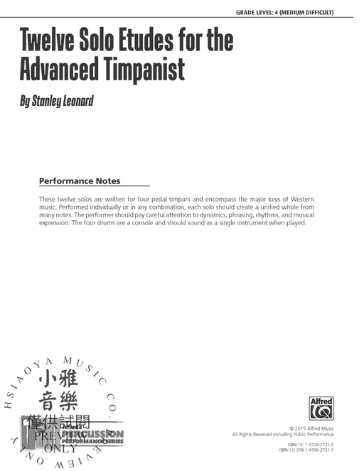 Twelve Solo Etudes for the Advanced Timpanist 獨奏 練習曲 定音鼓 | 小雅音樂 Hsiaoya Music