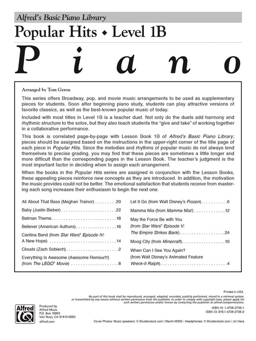 Alfred's Basic Piano Library: Popular Hits, Level 1B 鋼琴 | 小雅音樂 Hsiaoya Music
