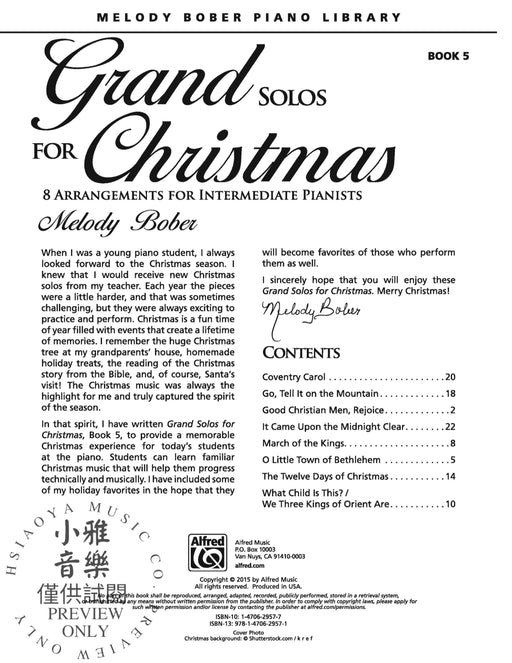 Grand Solos for Christmas, Book 5 8 Arrangements for Intermediate Pianists 獨奏 | 小雅音樂 Hsiaoya Music