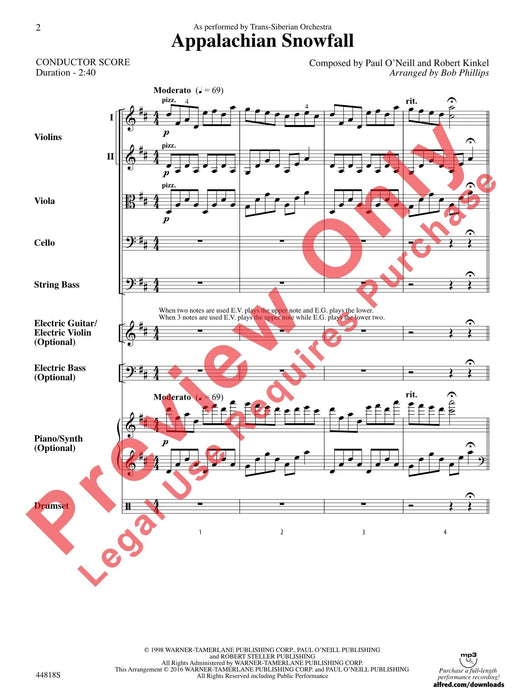 Appalachian Snowfall As Performed by Trans-Siberian Orchestra 管弦樂團 總譜 | 小雅音樂 Hsiaoya Music