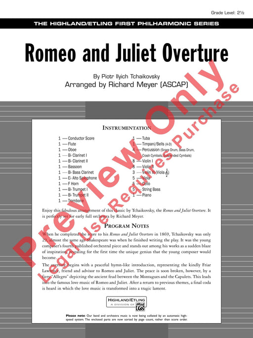 Romeo and Juliet Overture 柴科夫斯基,彼得 雷蜜歐與茱麗葉序曲 總譜 | 小雅音樂 Hsiaoya Music