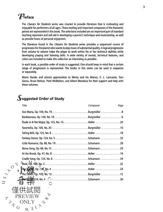 Classics for Students: Burgmüller, Heller & Schumann, Book 2 Standard Repertoire for the Developing Pianist | 小雅音樂 Hsiaoya Music