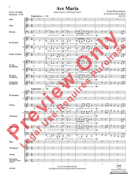 Ave Maria From Vespers (All-Night Vigil) 聖母頌 總譜 | 小雅音樂 Hsiaoya Music