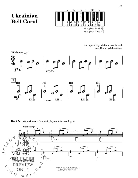 Pre-Reading Book of Christmas Praise 11 Arrangements for Beginning Pianists | 小雅音樂 Hsiaoya Music