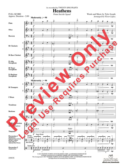 Heathens As Recorded by TWENTY ØNE PILØTS 總譜 | 小雅音樂 Hsiaoya Music