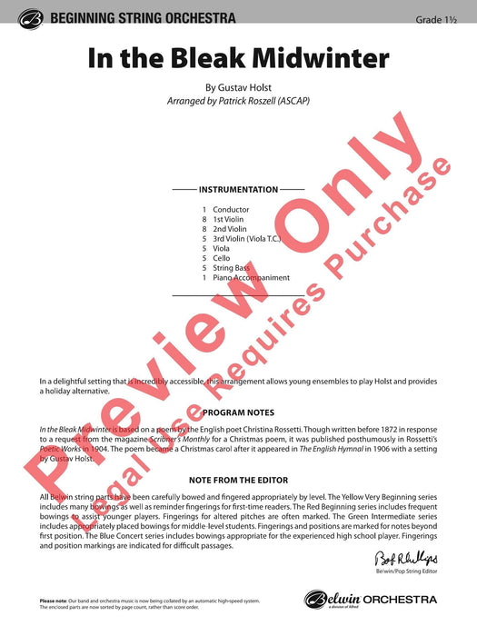 In the Bleak Midwinter 霍爾斯特,古斯塔夫 總譜 | 小雅音樂 Hsiaoya Music