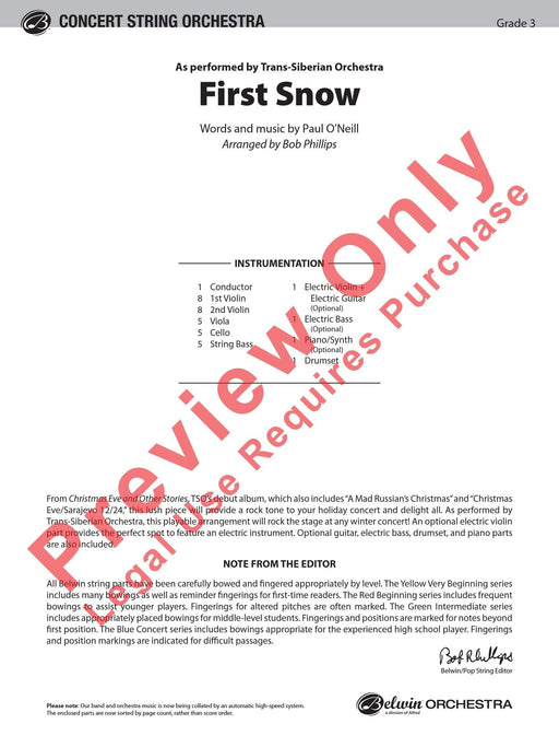 First Snow As Performed by Trans-Siberian Orchestra 管弦樂團 總譜 | 小雅音樂 Hsiaoya Music