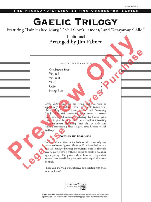 Gaelic Trilogy Featuring: Faired Hair Mary / Neil Gow's Lament / Strayaway Child 三部曲 輓歌 總譜 | 小雅音樂 Hsiaoya Music