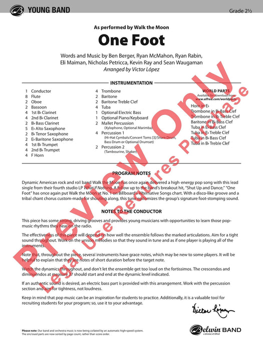 One Foot As Performed by Walk the Moon 總譜 | 小雅音樂 Hsiaoya Music