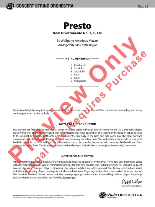 Presto From Divertimento No. 1, K. 136 莫札特 嬉遊曲 總譜 | 小雅音樂 Hsiaoya Music