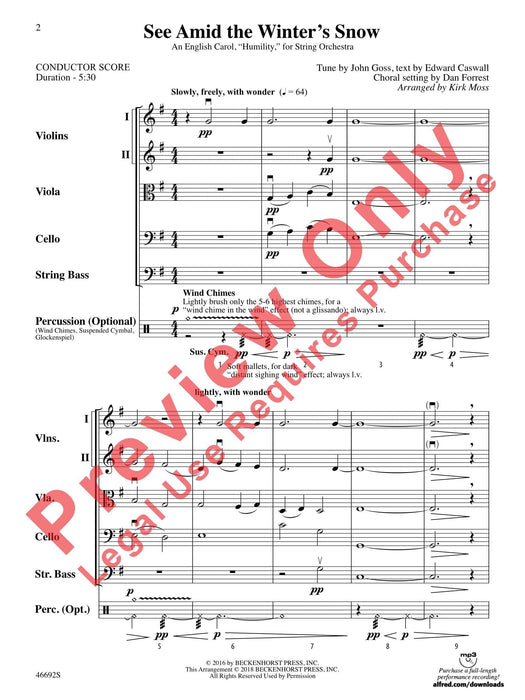 See Amid the Winter's Snow An English Carol, "Humility," for String Orchestra 耶誕頌歌 弦樂團 總譜 | 小雅音樂 Hsiaoya Music