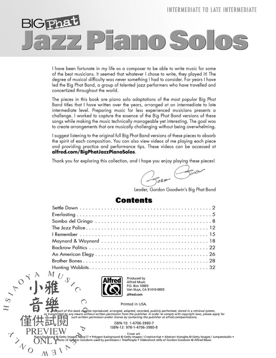 Big Phat Jazz Piano Solos 10 Big Phat Band Classics Recomposed by Gordon Goodwin for Piano 爵士音樂鋼琴 獨奏 鋼琴 | 小雅音樂 Hsiaoya Music